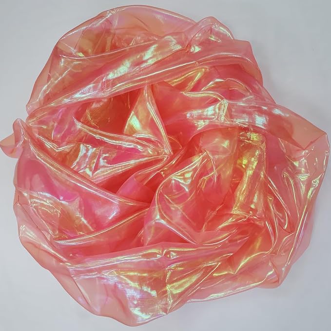 Orange Red Iridescent Organza Fabric