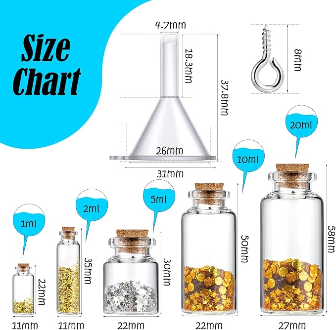 Geiserailie 45 Pcs Mini Glass Bottles
