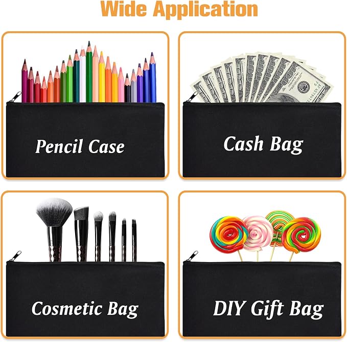 ZeeDix Canvas Zipper Pouch Bulk – 8.3 x 5 Inches Cotton Canvas Pouches