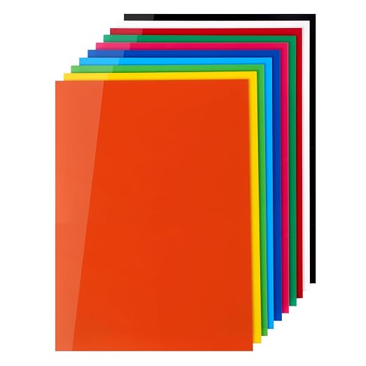 KAITELA Pack of 10 Colored Cast Acrylic Sheet 8" x 12" x 1/8" Thick |