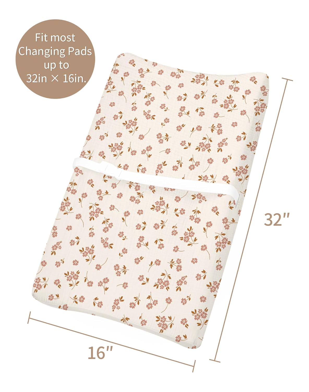 Changing Pad Cover for Baby Boy Girl 2 Pack, Muslin Changing Table Pad Covers with Boho Style, Neutral Nursery Bedding Essentials Soft and Breathable (Floral & Pink)