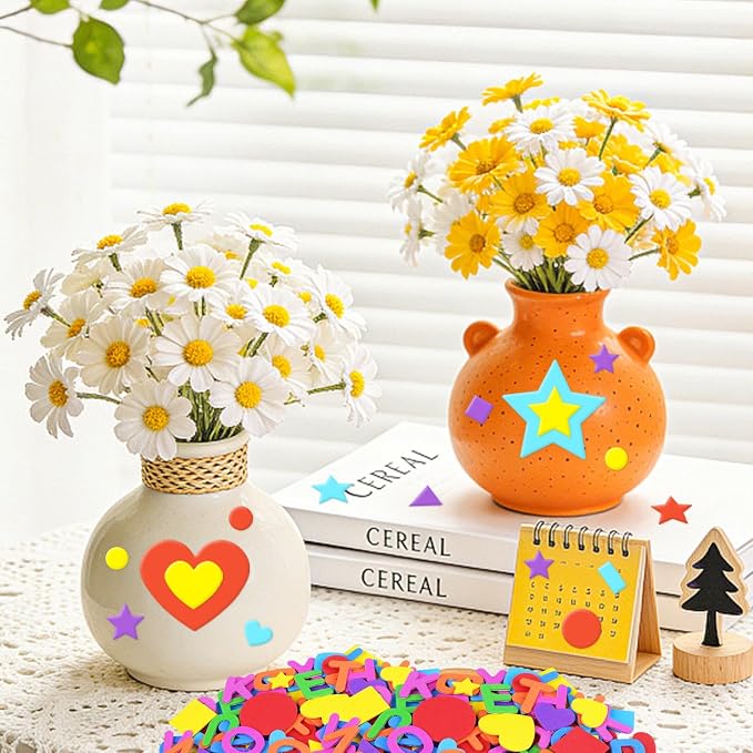 744Pcs Foam Stickers, 8Colors Foam Shape Letter Stickers