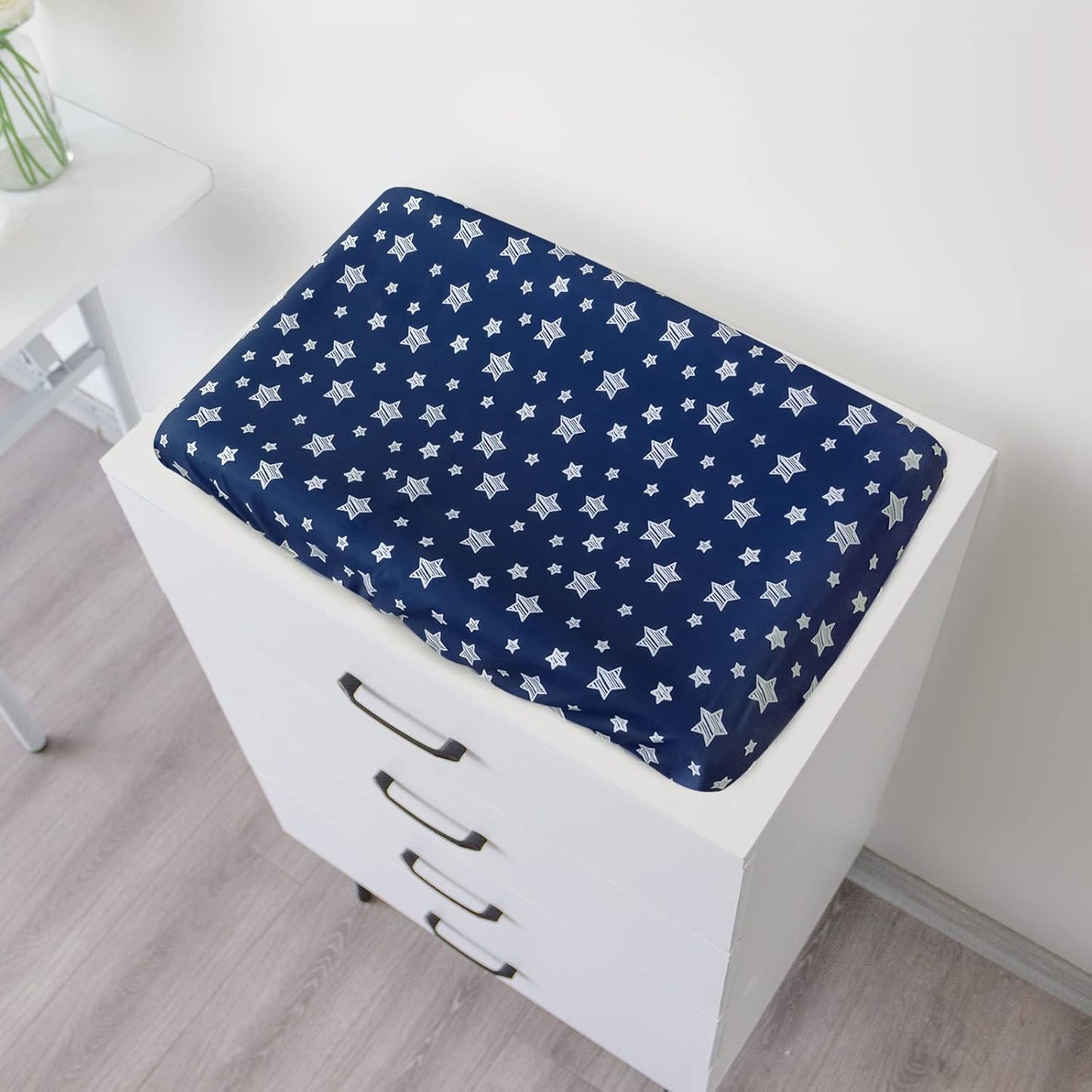 Changing Pad Cover for Boys Girls 2 Pack, Lovely Print Soft Unisex Diaper Change Table Sheets, Fit 32"x16" Contoured Pad, Comfy Cozy 2-Pack Cradle Sheets, Grey & Navy