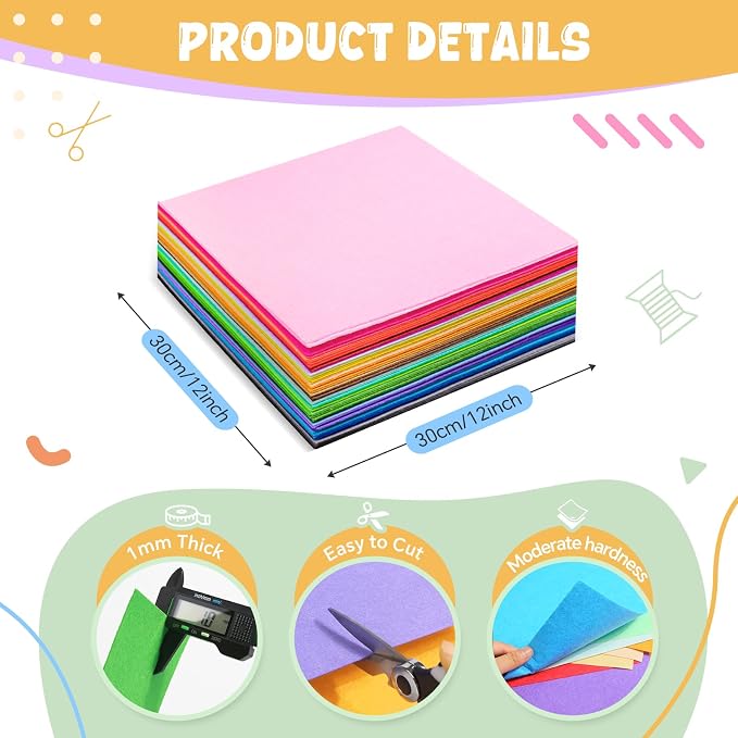 moinkerin 40Pcs Felt Sheets for Crafts