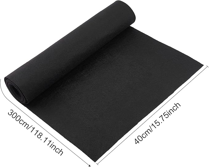 BENECREAT 10FT 15.75 Inch Wide Black Felt Roll Craft Felt Nonwoven Fabric