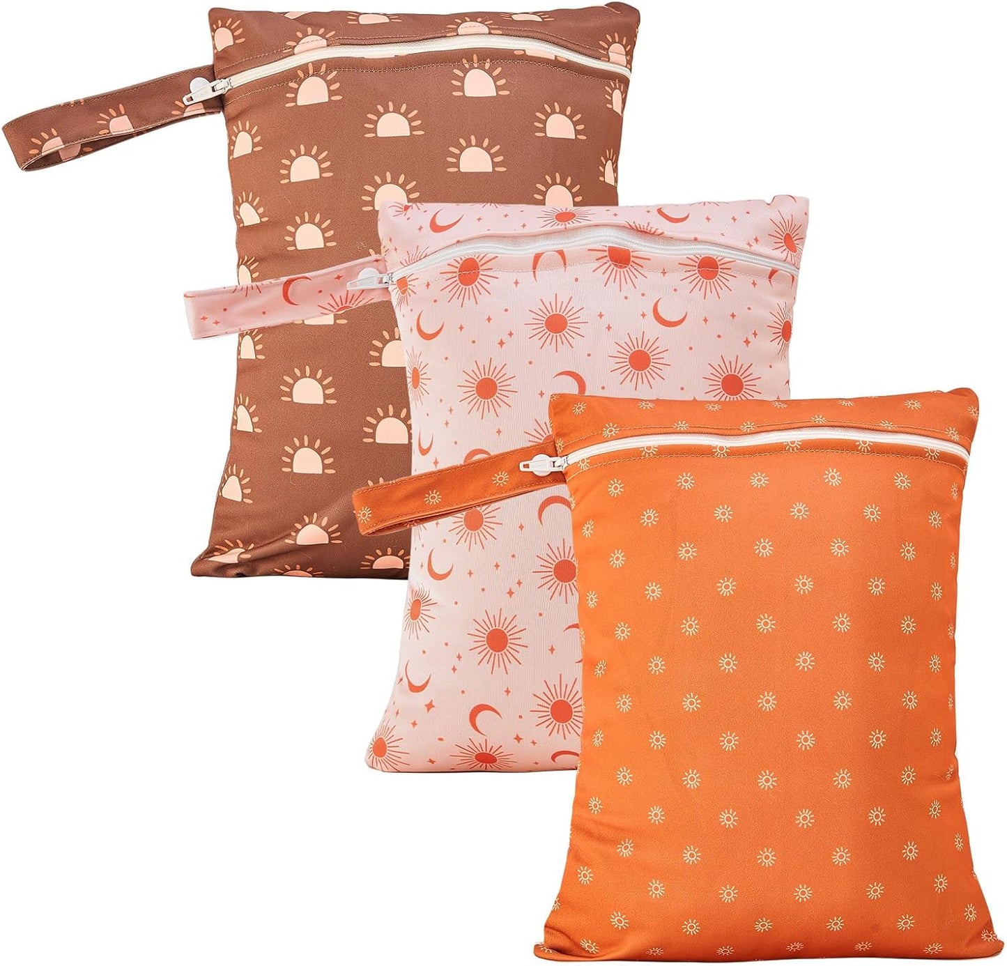 Happy Flute 3 Set Wet Bag Storage Bag Waterproof Washable Travel Bags, Beach, Pool, Gym Bag for Swimsuits & Wet Clothes for Baby(Sun)