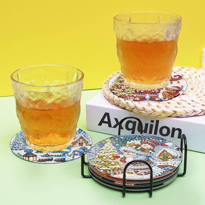 Axquilon Christmas Diamond Art Coasters Kit