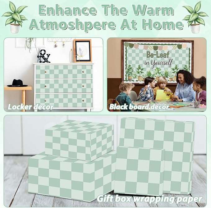 Green Checkered Bulletin Board Paper Roll Retro Hippie Green Bulletin Board