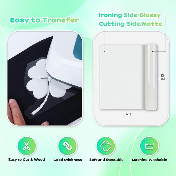 Aoder White Puff Vinyl Heat Transfer