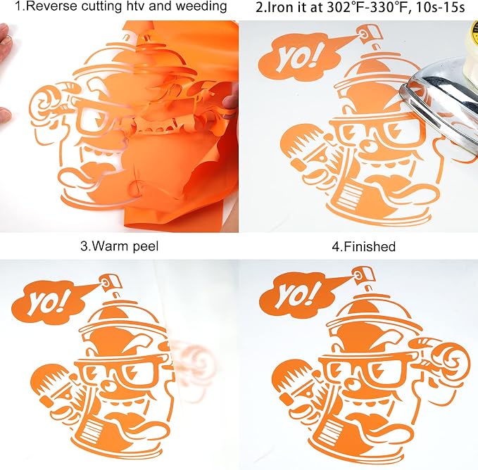 FUNKAKA Orange Heat Transfer Vinyl Rolls, Adhesive Glossy HTV Vinyl