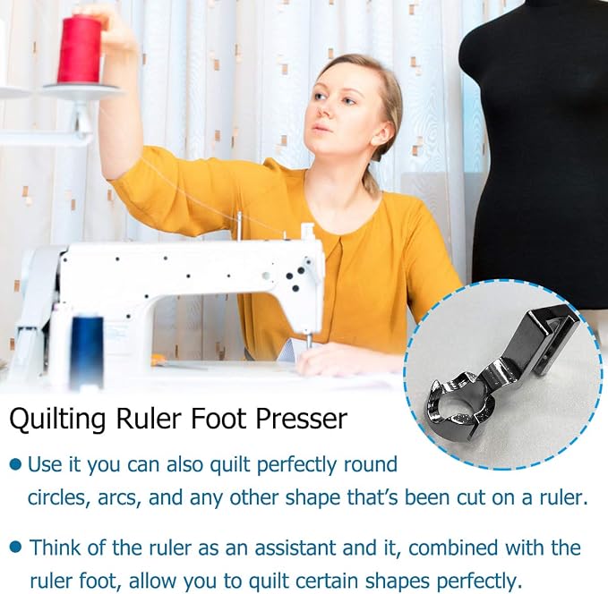 Low Shank Ruler Foot for Free Motion Quilting, 1/4 Inch Open Toe Darning Foot