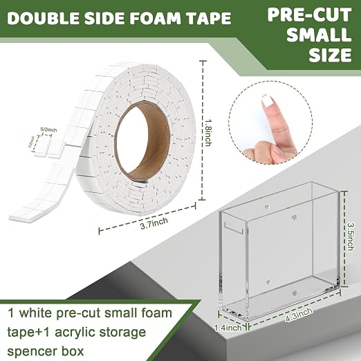 330 PCS Double Sided Foam Tape Pre Cut 1/2 X 2/5 Inch Small Adhesive Foam