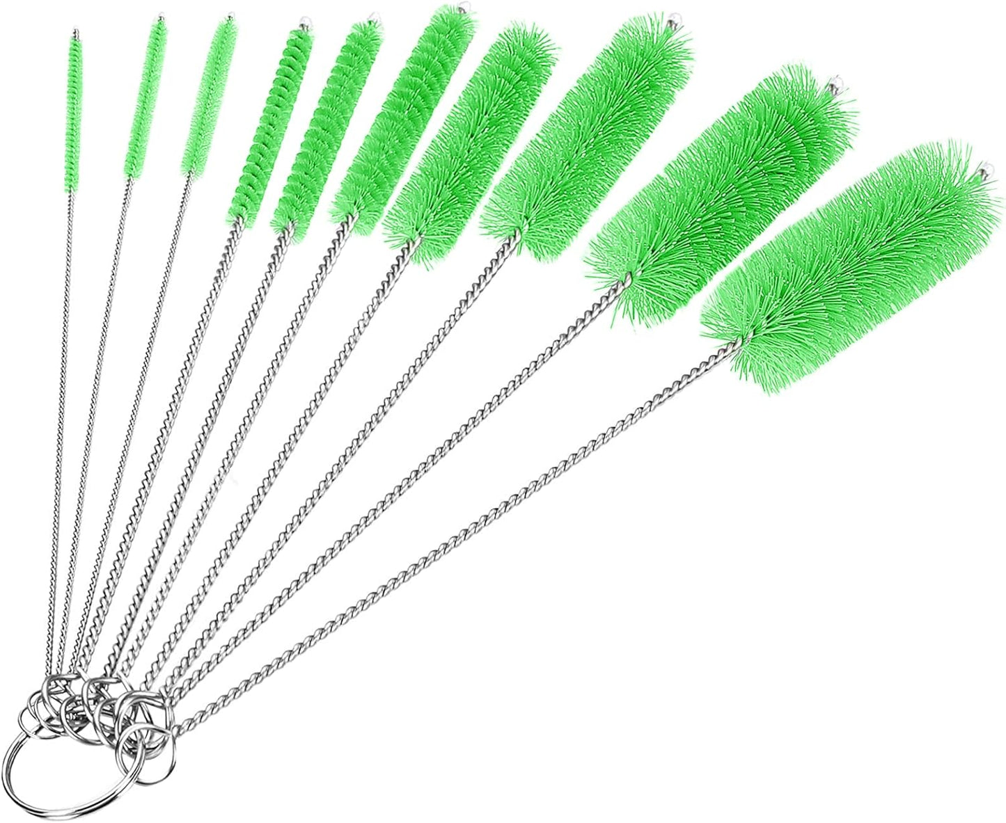 CiaraQ Bottle Cleaning Brushes, 8 Inch Nylon Tube Brush Set, Cleaner for Narrow Neck Bottles Cups with Hook, Set of 10pcs.