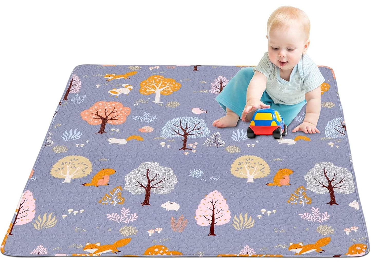 50 x 50 Play Mat for Baby Playpen Tummy Time Mat, Non-Slip Washable Baby Playpen Mat, Baby Crawling Mats for Floor, Portable Travel Large Play Mats for Toddlers and Infants