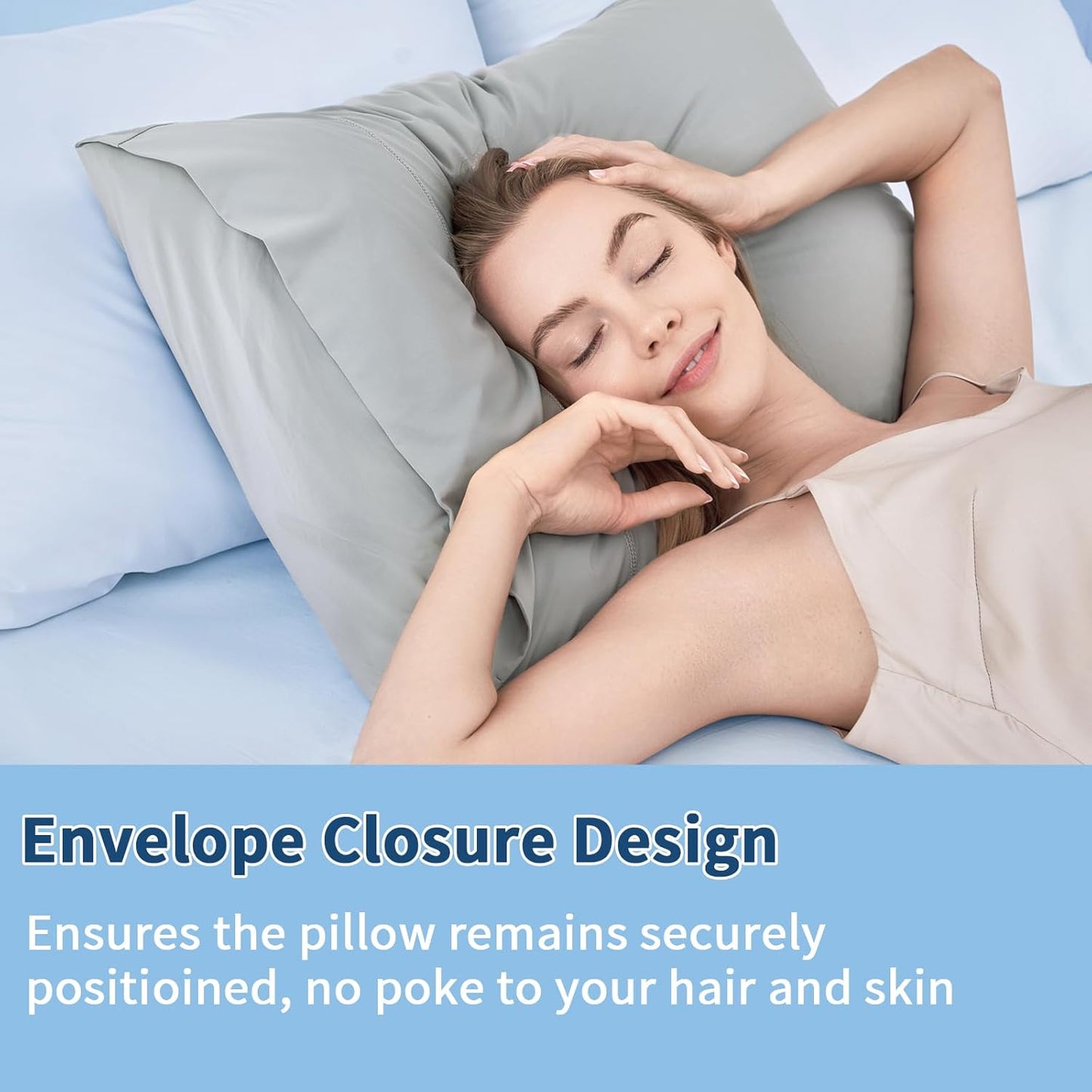 Cooling Pillow Cases King Size Set of 2, Ice Cool Silky Pillow Covers for Hot Sleepers & Night Sweats, Reduces Wrinkles & Frizz Softer Like Silk Pillow Cases, Silver Grey, Christmas Stocking Stuffers