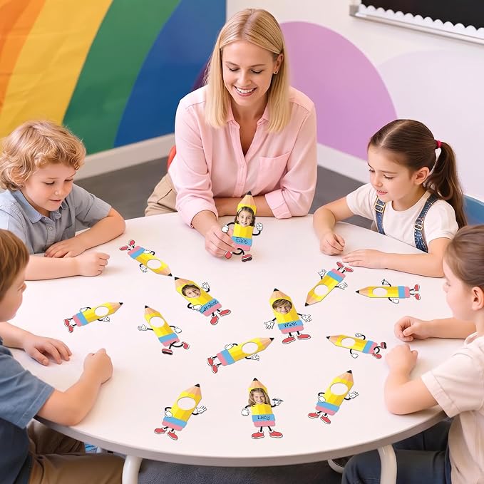 60Pcs Pencil Photo Paper Cutouts Pencils Bulletin Board Decor Pencil DIY Photo
