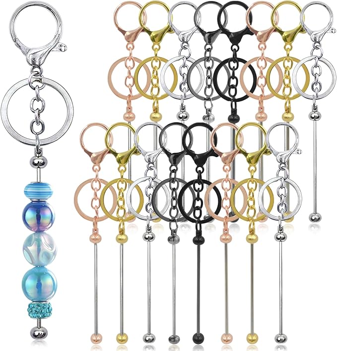 28 Pcs Beadable Keychain Bars