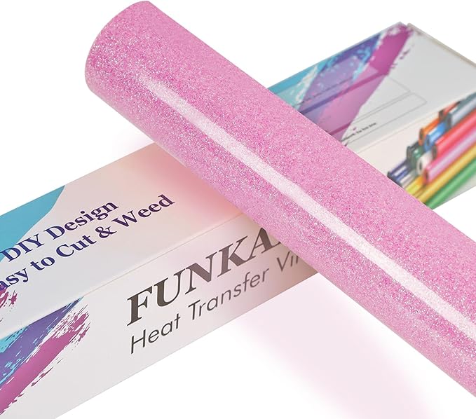 FUNKAKA Glitter Fluorescent Purple HTV Heat Transfer Vinyl Rolls, Glitter HTV