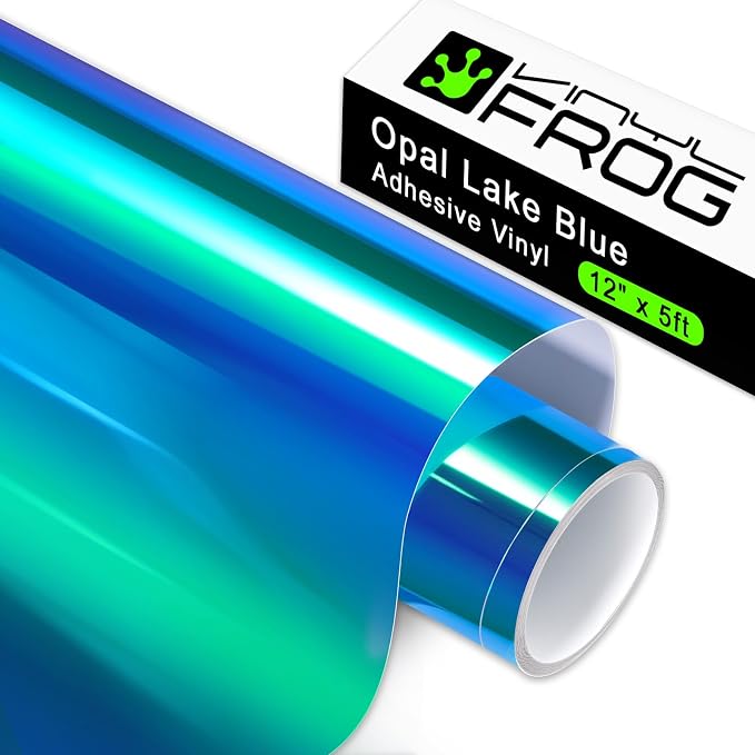 VINYL FROG Holographic Adhesive Vinyl Opal Lake Blue Craft Permanent Vinyl Roll