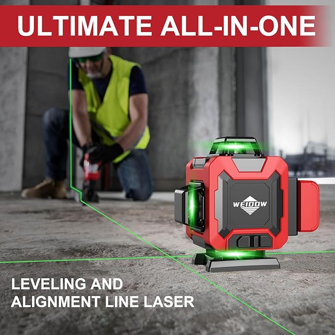 WEIDDW Laser Level 360° Green Cross Line Self Leveling Laser Measuring Tool