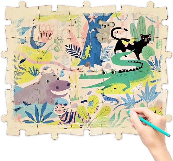 50 Piece Blank Wooden Puzzle Jumbo Size, Each Piece 4x3.2 Inches | Wooden Blank