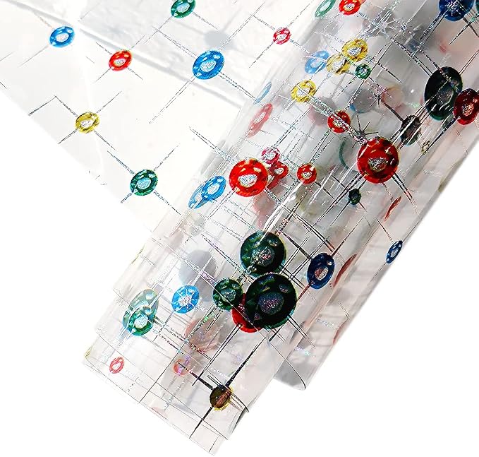 HYANG Transparent Ball PVC Super Clear Holographic Vinyl Faux Leather Sheets 1