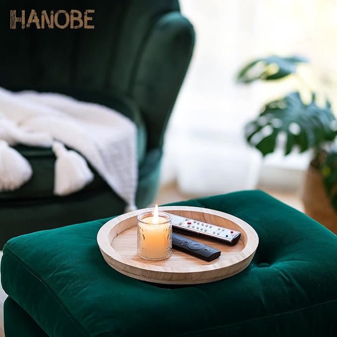Hanobe Unfinished Round Wooden Craft Trays