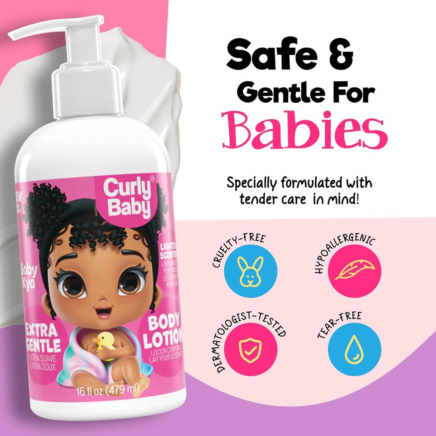 Moisturizing Body Lotion for Babies, Dermatologist-Tested, Fast-Absorbing & Non-Greasy, Softens & Hydrates Baby's Sensitive Skin, Daily Use for Newborns & Toddlers - 16 oz