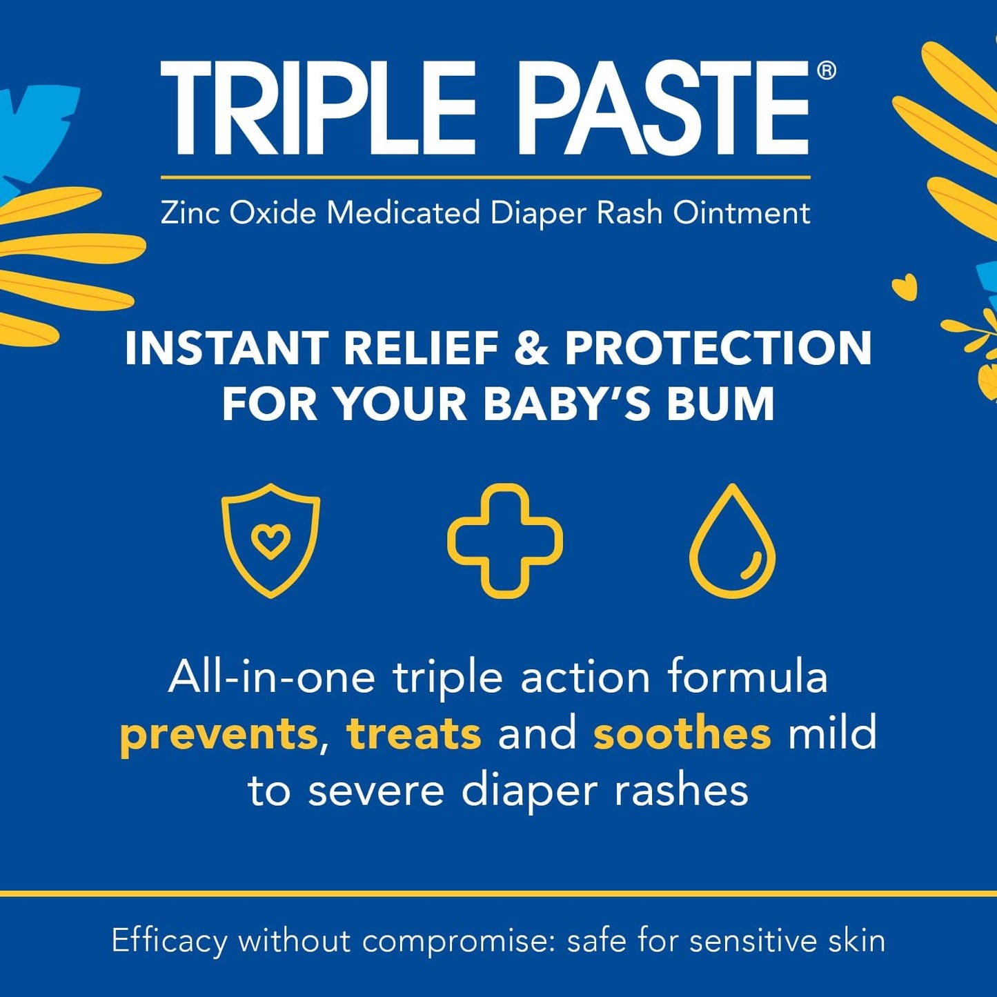 Triple Paste Diaper Rash Cream for Baby - 16 Oz Tub – Zinc Oxide Ointment Treats, Soothes and Prevents Diaper Rash - Pediatrician-Recommended Hypoallergenic Formula for Daily & Overnight Protection
