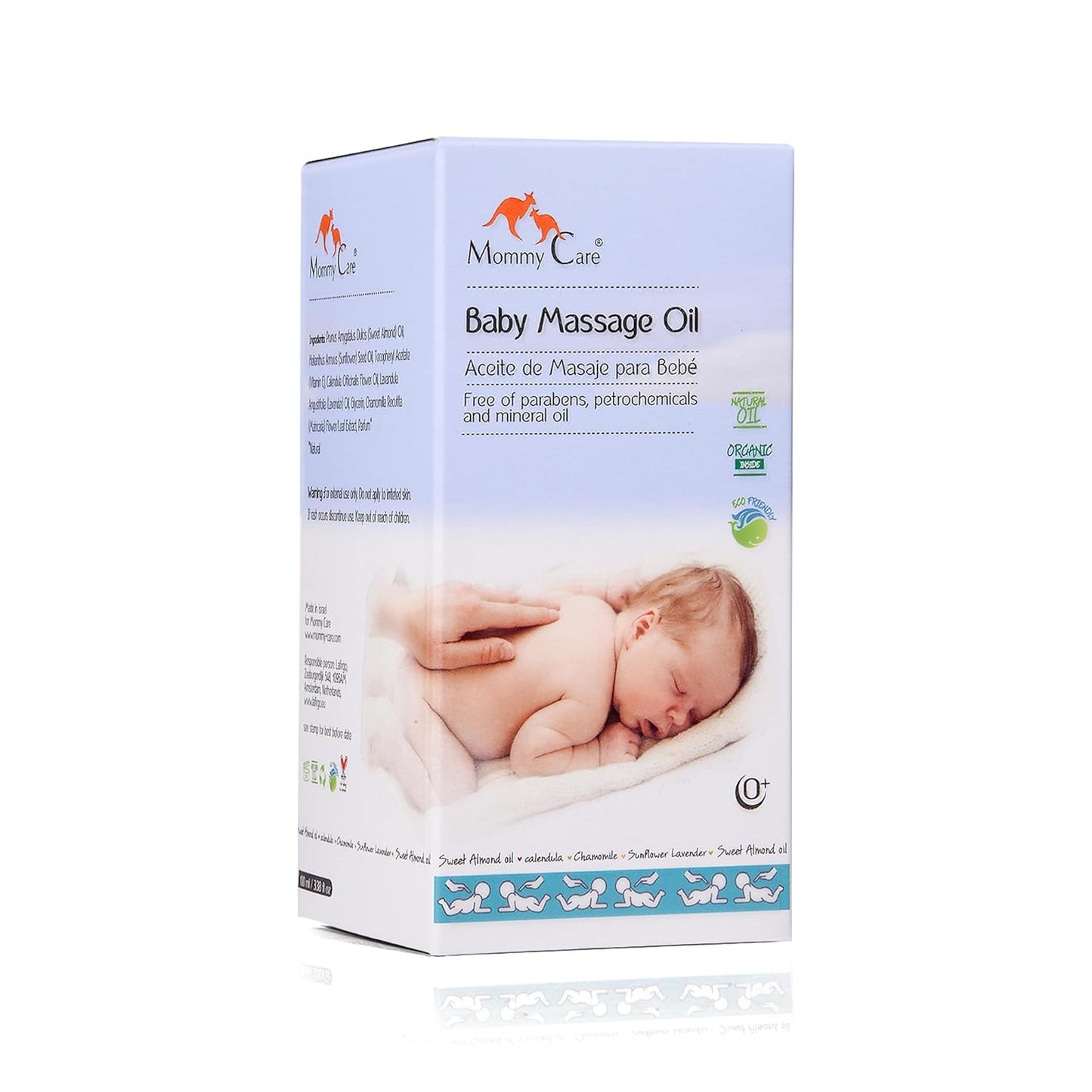Mommy Care Baby Massage Oil – Vegan Plant-Based Natural Formula with Almond Oil, Calendula & Chamomile, Nourishes & Hydrates, 100ml / 3.38 fl oz