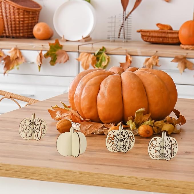 COCHIE DIY 3D Fall Pumpkin Wood Crafts to Paint
