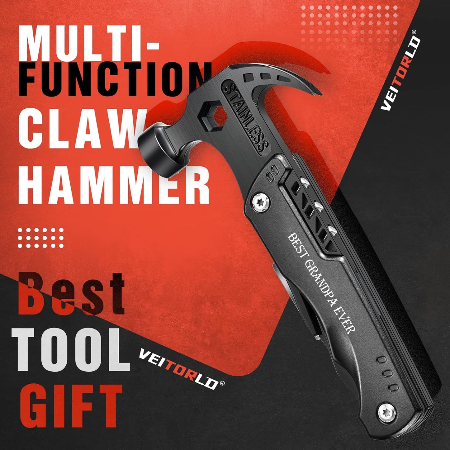 VEITORLD Christmas Stocking Stuffers, Gifts for Men Dad Grandpa, All in One Survival Tools Hammer Multitool, Best Grandpa Ever Gifts, Cool Gifts for Grandparents Who Have Everything, Cool Gadgets