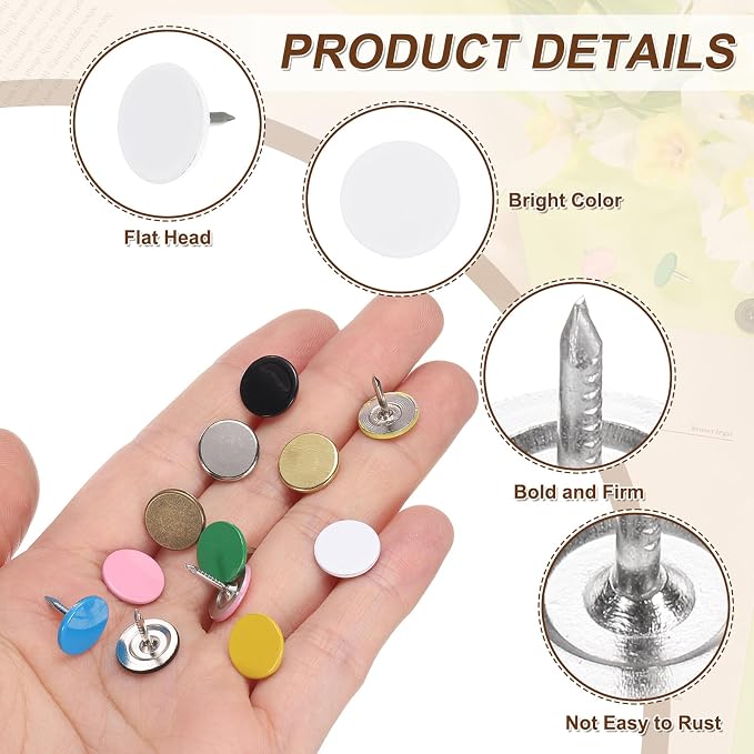 uxcell 150Pcs Upholstery Tacks, 11mmx10mm Flat Head Thumb Tack Decorative