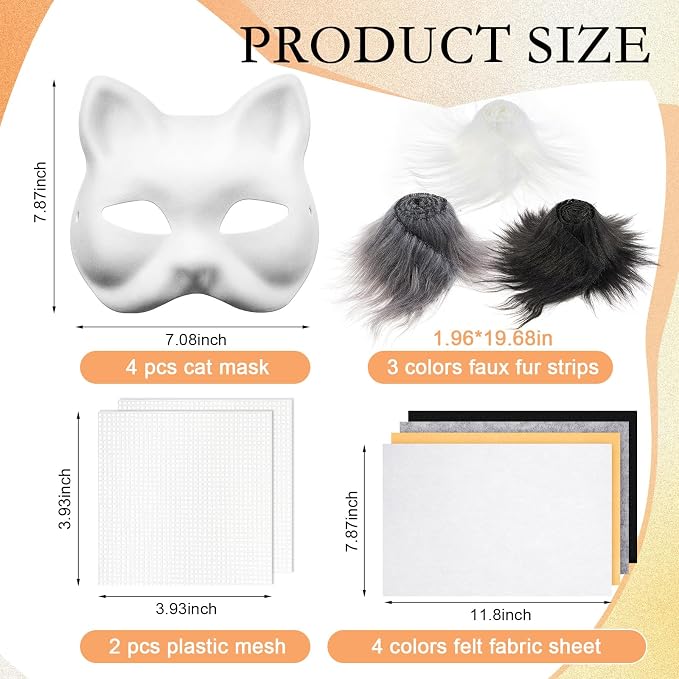 Seenelling DIY Therian Mask Kit Blank Cat Mask