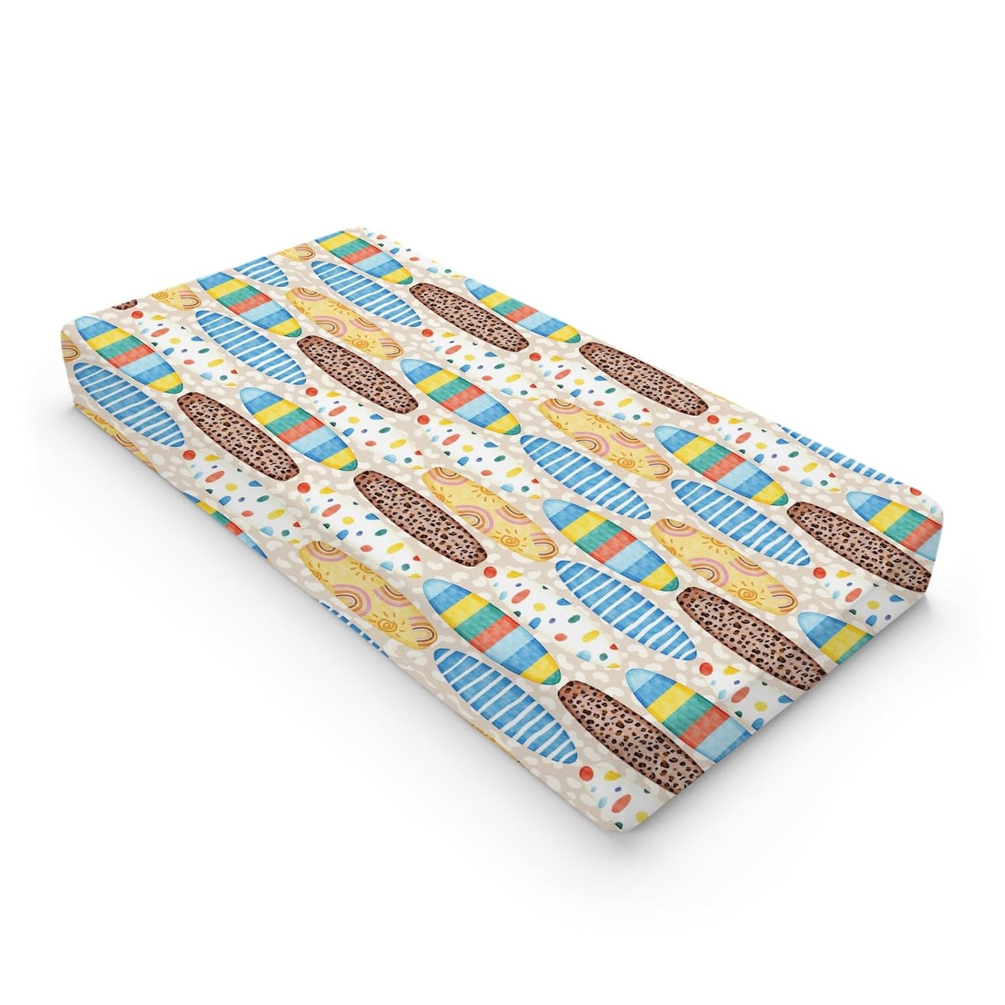 Boho Surfboard Baby Changing Pad Cover Sheets for Baby Boy Girl 32''x16'' Beach Surfing Unisex Fitted Diaper Changing Table Sheets Colorful Surfboard Comfort Soft Breathable Baby Changing Table Mats