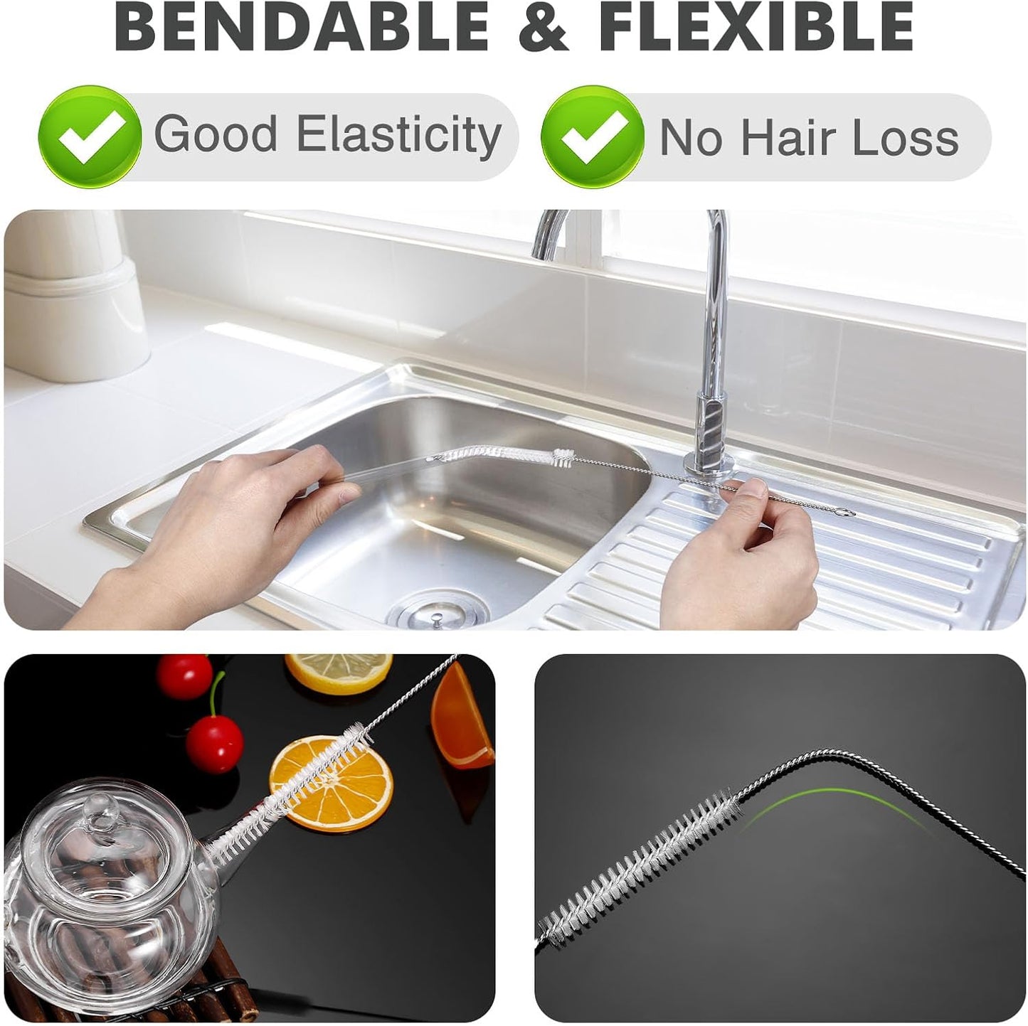 8 Inch Straw Cleaning Brush, Pipe Cleaner, Water Fume Cleaner, Glass Pipe Cleaning Brush, Different Diameter 10 Piece Set