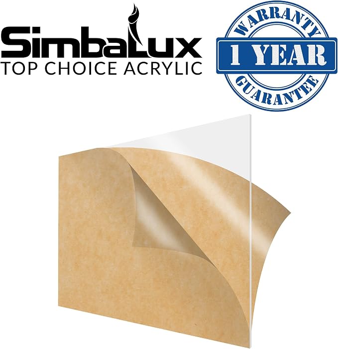 SimbaLux Acrylic Sheet Clear Cast Plexiglass 8”x10” 0.08” Thick 2mm, 5 Pack |