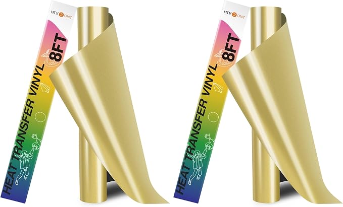 HTVRONT HTV Heat Transfer Vinyl Roll- 12" x 8ft Gold HTV Vinyl