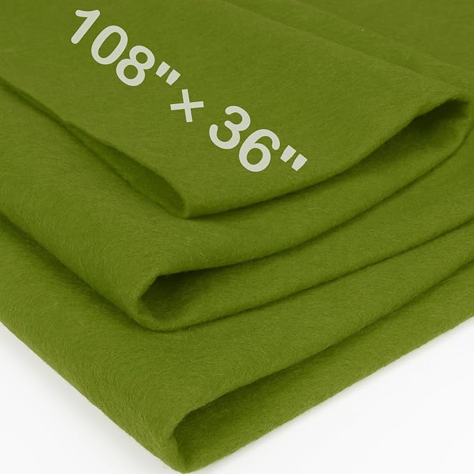 XSEINO Campsite Green Large Felt Fabric 108" X 36 ", 1.4 mm Thick Soft Felt