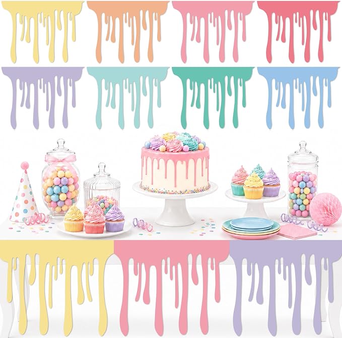 8 PCS Art Themed Party Table Skirt Back to School Felt Table Skirts Pastel Felt