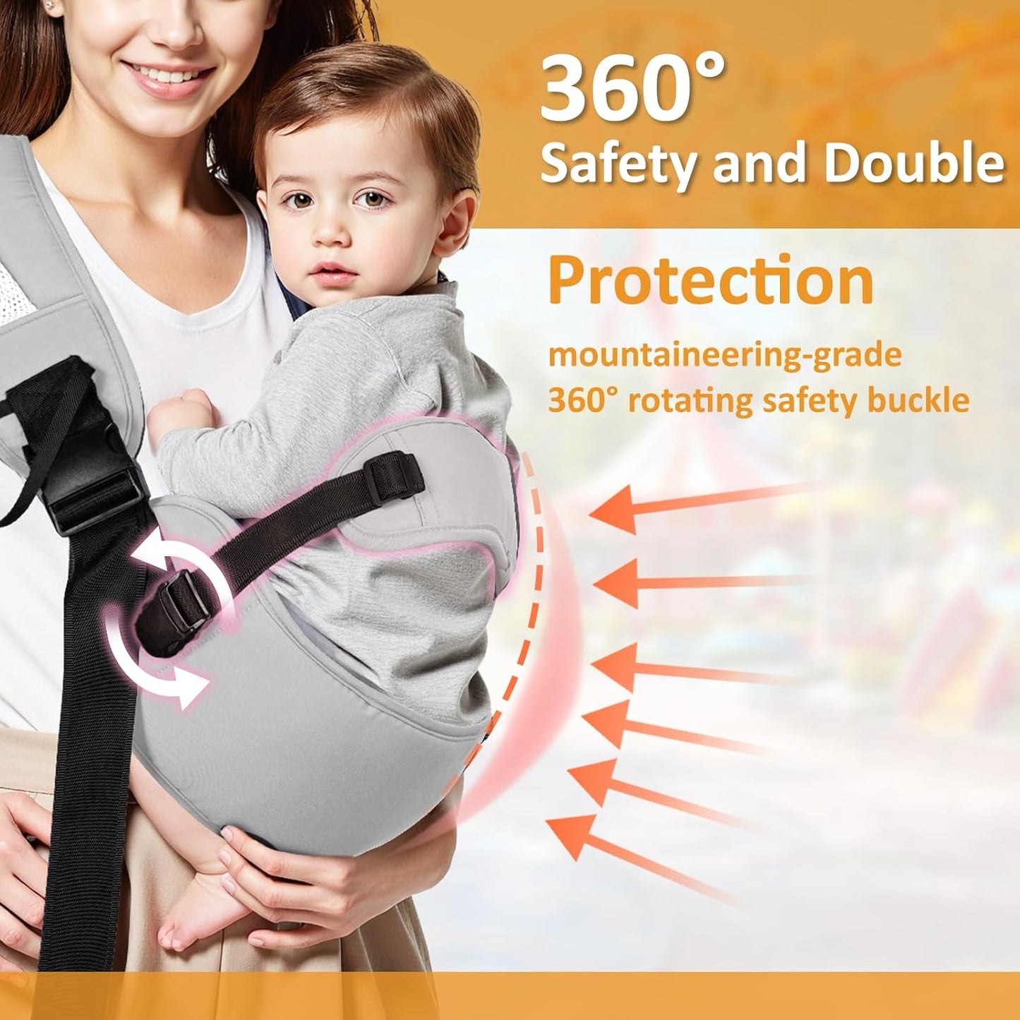 Toddler Carrier Sling for Newborn to Toddler, Ring Sling Baby Carrier 15–55 lbs with Breathable & Anti-Slip Seat Cushion for Comfort, Lightweight Travel-Friendly (Light Gray)