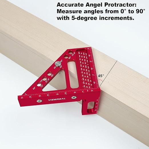 Premium Carpenter Square Hole Scribing Ruler Woodworking Square 22.5-90 Degree