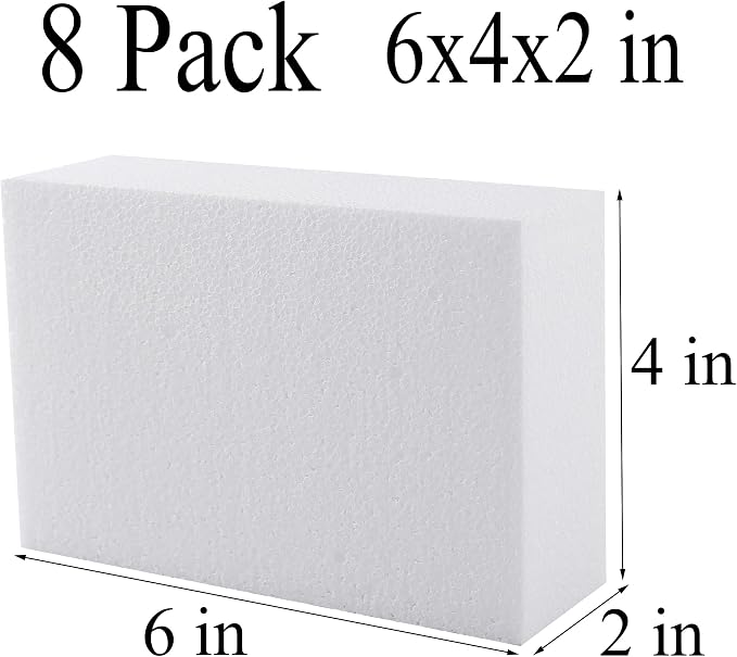 AMZQNART 8pcs 6x4x2in Craft Foam Blocks White