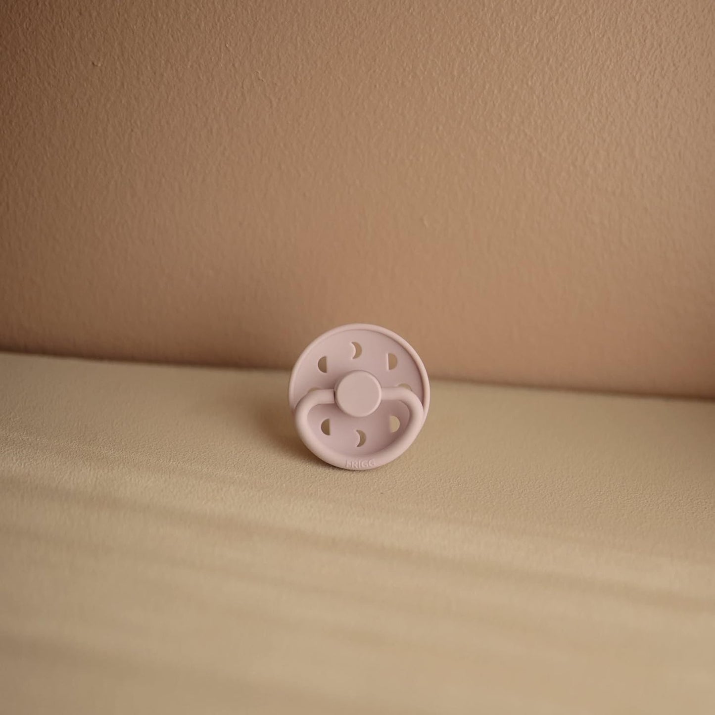 FRIGG Moon Natural Rubber Baby Pacifier | Made in Denmark | BPA-Free (Soft Lilac/Daffodil, 6-18 Months) 2-Pack
