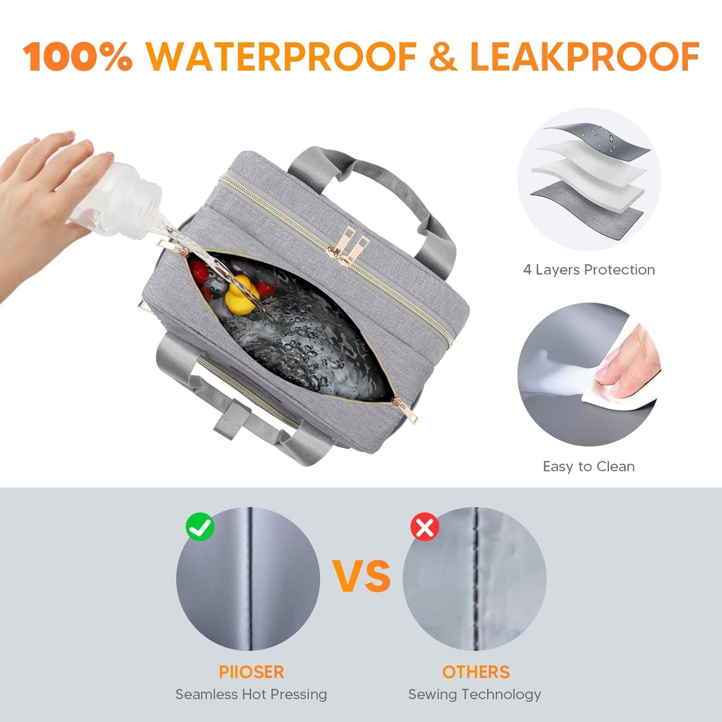 PIIOSER Breastmilk Cooler Bag with Ice Pack, Compatible with Wearable Breast Pumps & Accessories - Portable Pumps Carrying Case for Nursing & Working Moms (Grey-Small)