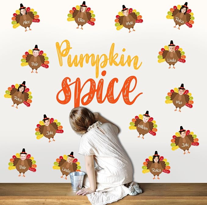 FYSUIMU 50 Sets Fall Thanksgiving Turkey DIY Cutouts Turkey and Hat Cut-Outs