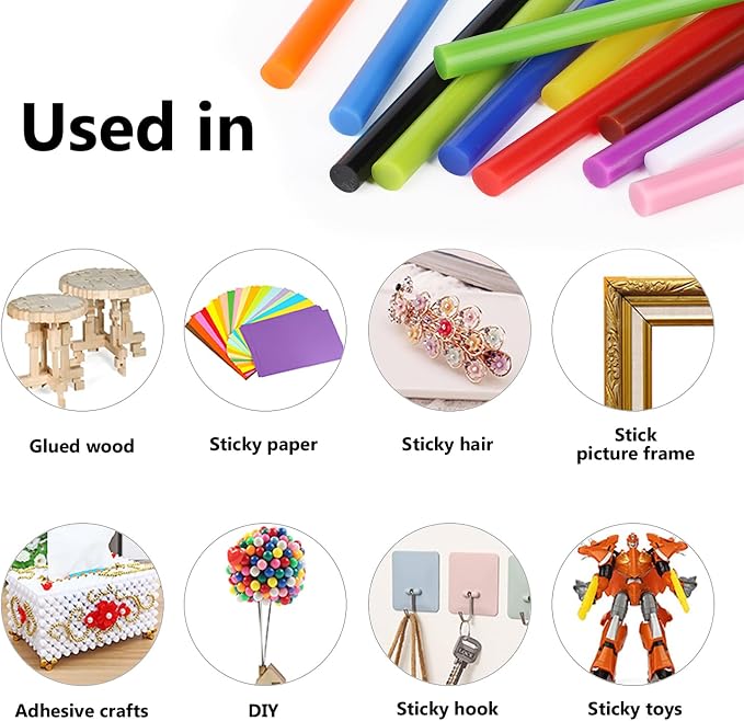 120 Pack Colored Hot Glue Sticks, Mini Hot Glue Sticks Bulk, Wax Seal Stamp