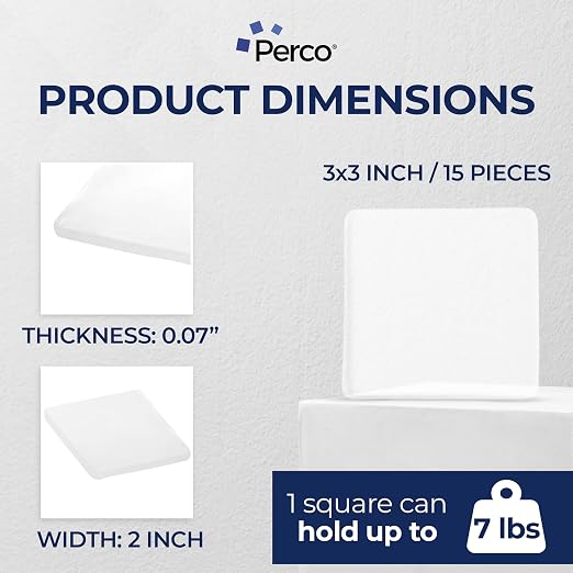 Perco Double Sided Tape Squares, 15 3"x3" Pre-Cut Mounting Squares – Heavy Duty