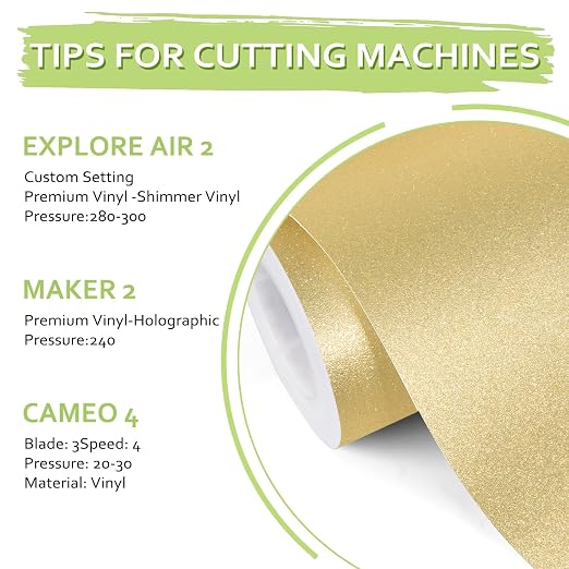 TECKWRAP Gold Glitter Permanent Vinyl 12" x 5ft Roll, Shimmer Gold Adhesive