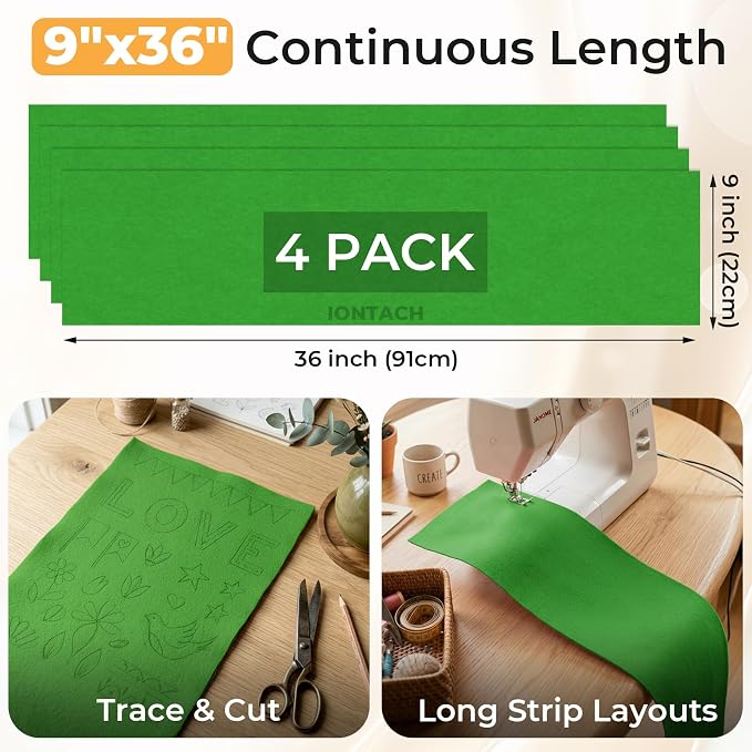 IONTACH 9" X 36" Soft Felt Sheets 1.6mm Thick | Acrylic Felt Fabric